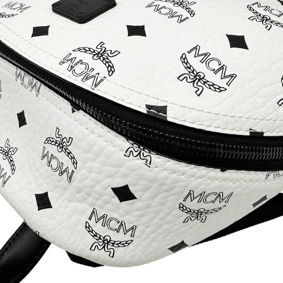 MCM  Stark Visetos Canvas Backpack White main image 5